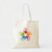 Colorful Handprint Art Tote Bag トートバッグ (正面)