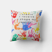 Colorful Handprint Pattern Throw Pillow クッション (裏面)
