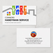 Colorful Handyman Tools Tab On Roof 名刺 (正面/裏面)