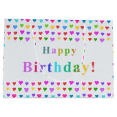 Colorful Happy Birthday and Flirty Hearts  ラージペーパーバッグ (裏面)
