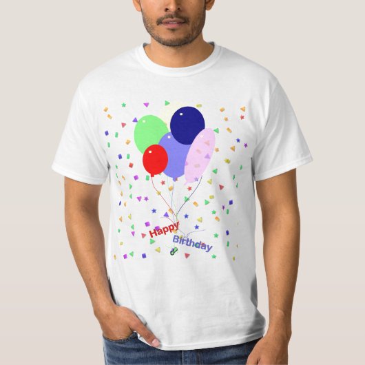 Colorful Happy Birthday Balloons Tシャツ (正面)