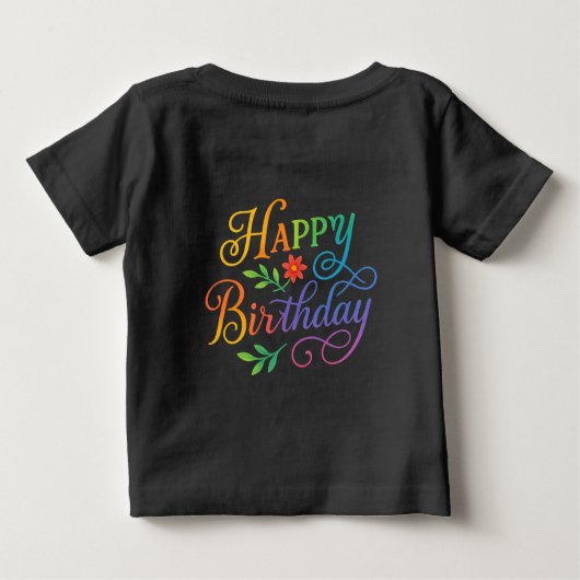 Colorful Happy Birthday Floral Baby T-Shirt ベビーTシャツ (裏面)