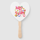 Colorful Happy Birthday Floral & Butterfly Party ハンドファン (正面)