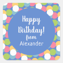 Colorful Happy Birthday from Name Blue