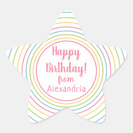 Colorful Happy Birthday from name Pastel Pink 星シール