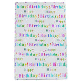 Colorful Happy Birthday Pattern ミディアムペーパーバッグ (正面)