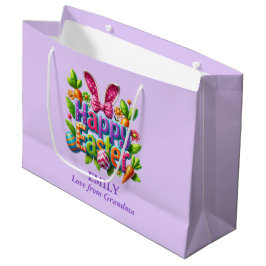 Colorful Happy Easter ラージペーパーバッグ