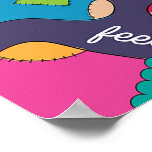 Colorful Happy Feet Socks Pattern ポスター (角)