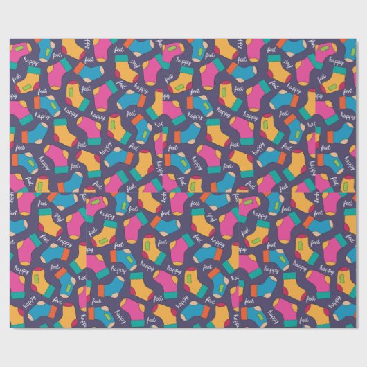 Colorful Happy Feet Socks Pattern ラッピングペーパー (フラット)