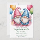 Colorful happy gnomes with balloons 招待状 (正面)