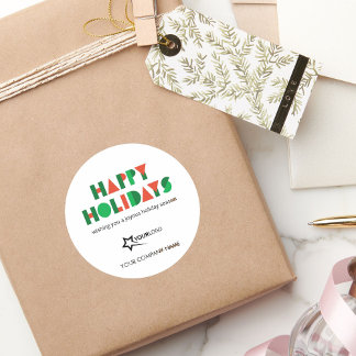 Colorful Happy Holidays Custom Logo Business ラウンドシール