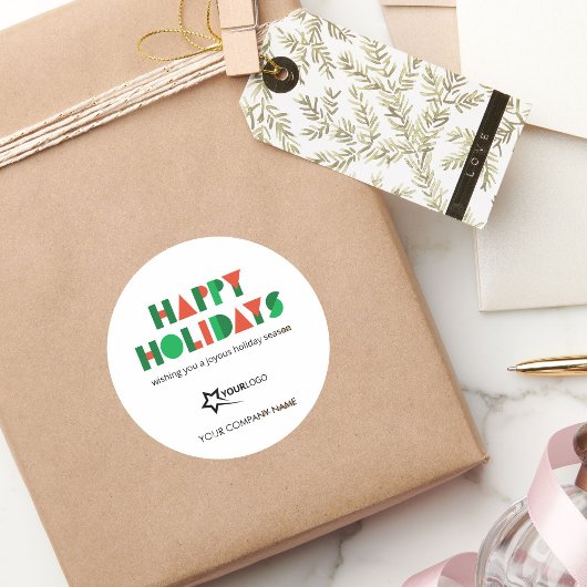 Colorful Happy Holidays Custom Logo Business ラウンドシール