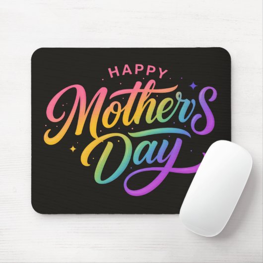 Colorful Happy Mother's Day Rainbow Calligraphy |  マウスパッド (マウス)
