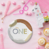 Colorful Happy One First Birthday boy Paper Plate ペーパープレート (パーティー)