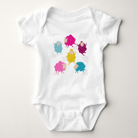 Colorful Happy Sheep Baby Bodysuit ベビーボディスーツ (正面)