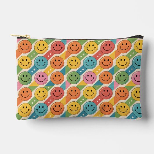 Colorful Happy Smile Emoji Pattern アクセサリーポーチ (正面)