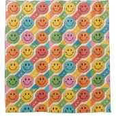 Colorful Happy Smile Emoji Pattern シャワーカーテン (正面)