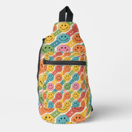 Colorful Happy Smile Emoji Pattern スリングバッグ