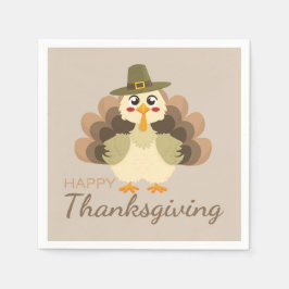 Colorful Happy Thanksgiving Cute Turkey スタンダードカクテルナプキン