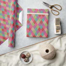 Colorful Harlequin Diamonds Wrapping Paper 