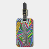 colorful hatches and herringbone collage  ラゲッジタグ (正面縦)