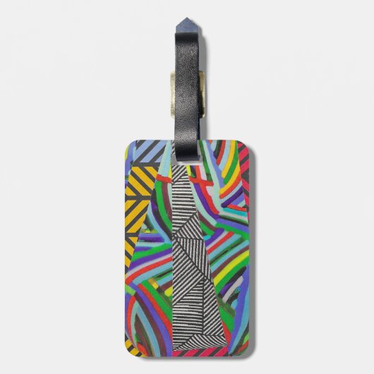 colorful hatches and herringbone collage  ラゲッジタグ (裏面縦)