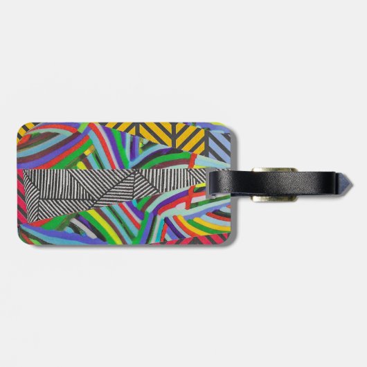 colorful hatches and herringbone collage  ラゲッジタグ (裏面横)