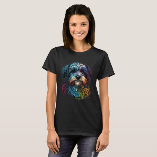 Colorful Havanese Face Painting  Animals Dog Tシャツ (正面フル)