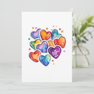 Colorful Heart Art Gift, Self Love Illustration, 招待状