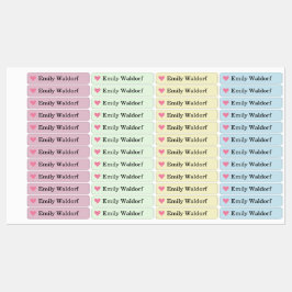 Colorful Heart Kids' Name Clothing School Labels ラベル