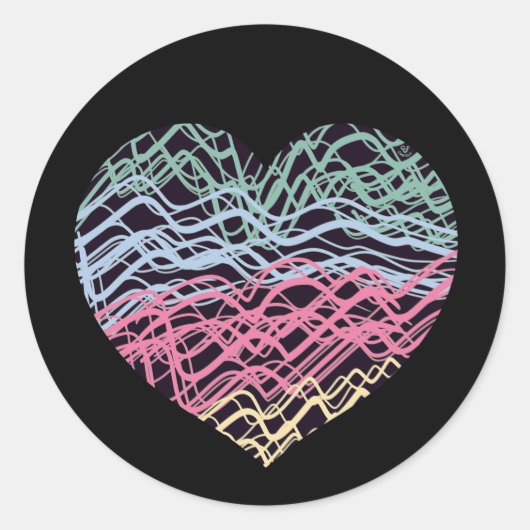 Colorful Heart Motif ラウンドシール (正面)