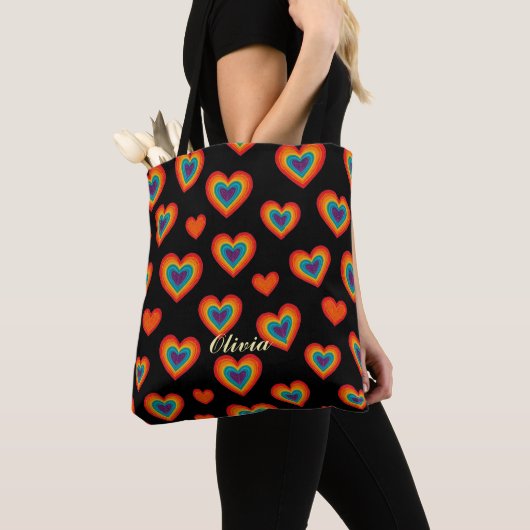 Colorful Heart Pattern トートバッグ (クローズアップ)