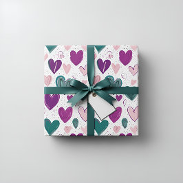 Colorful Heart Pattern Gift Wrapping Paper ラッピングペーパーシート