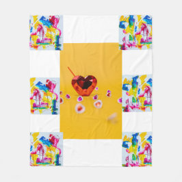 Colorful Heartbeat" Artistic Throw フリースブランケット
