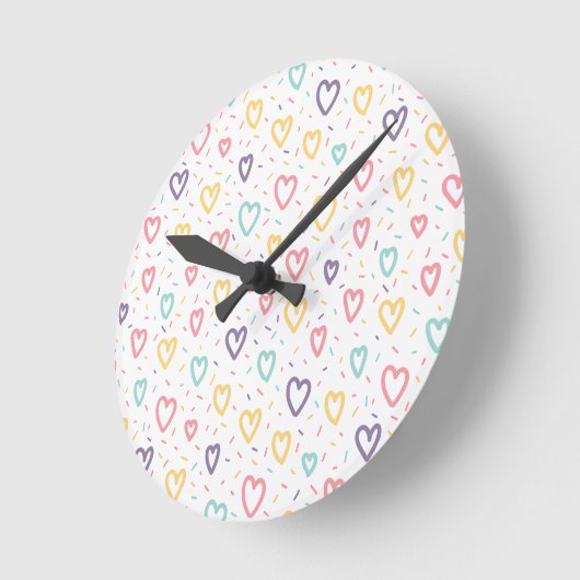 Colorful Hearts Clock ラウンド壁時計 (傾斜)