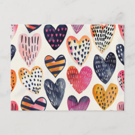 Colorful Hearts Love Handmade Pattern ポストカード