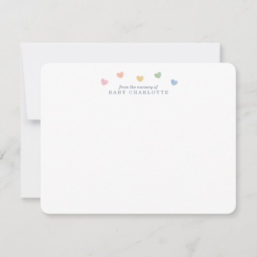 Colorful Hearts Nursery Note Card 招待状 (正面)