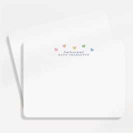 Colorful Hearts Nursery Note Card 招待状