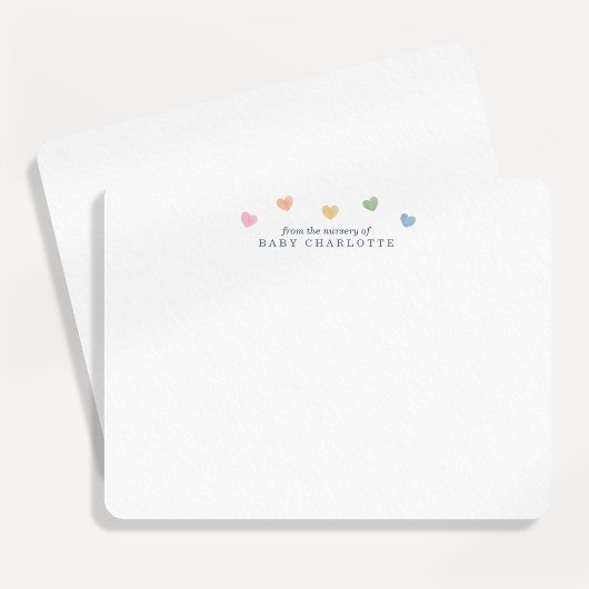 Colorful Hearts Nursery Note Card 招待状