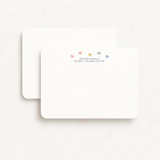 Colorful Hearts Nursery Note Card 招待状