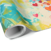 Colorful Hearts Paint Art Romantic Love            ラッピングペーパー (ロールコーナー)