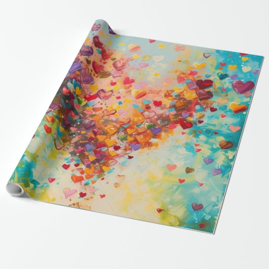 Colorful Hearts Paint Art Romantic Love            ラッピングペーパー (アンロールド)