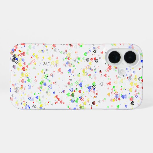Colorful Hearts Phone Case iPhone 16ケース (裏面横)