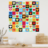 Colorful hearts, poster ポスター (キッチン)