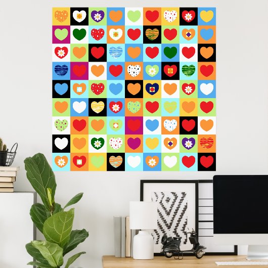 Colorful hearts, poster ポスター (ホームオフィス)