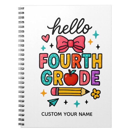 Colorful Hello Fourth Grade ノートブック (正面)