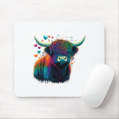 Colorful Highland Cow Valentines Day Farm Cow  マウスパッド (マウス)