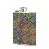 Colorful hip flask with a geometric diamond patter フラスク (左)