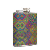 Colorful hip flask with a geometric diamond patter フラスク (右)