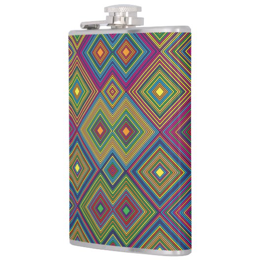 Colorful hip flask with a vibrant geometric  フラスク (左)